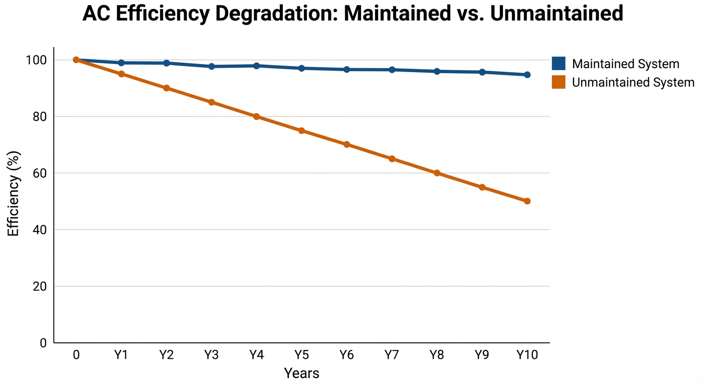 AC Efficiency Degradation: Maintained vs. Unmaintained