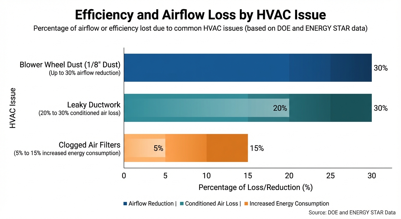 Efficiency and Airflow Loss by HVAC Issue