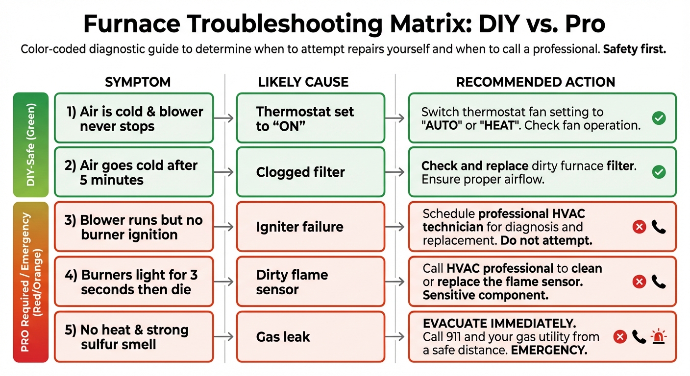 Furnace Troubleshooting Matrix: DIY vs. Pro