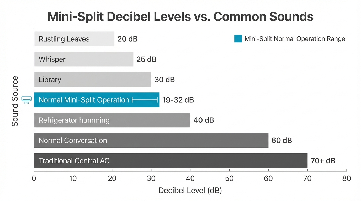 Mini-Split Decibel Levels vs. Common Sounds