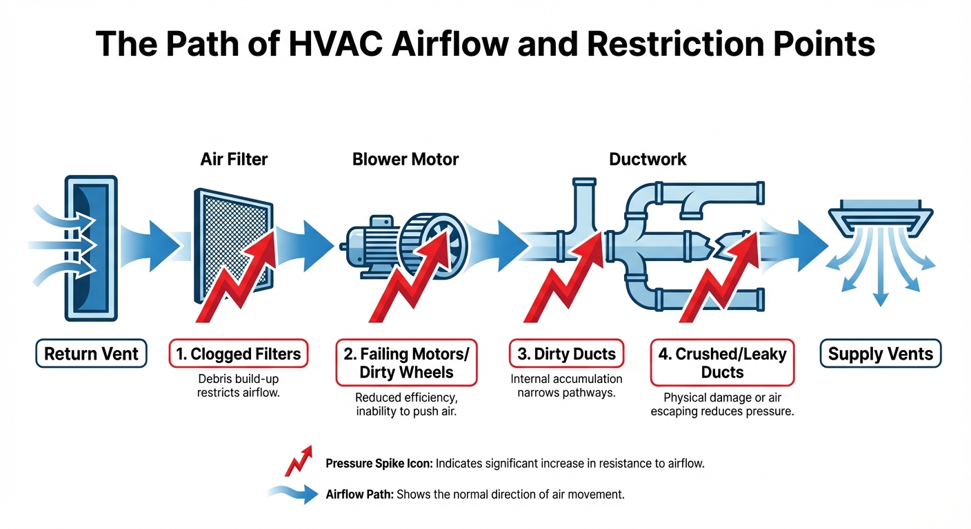 The Path of HVAC Airflow and Restriction Points